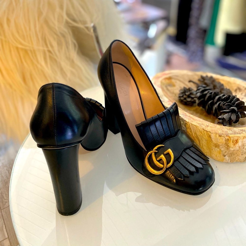 Gucci Marmount Leather Heel, US Size: 8.5